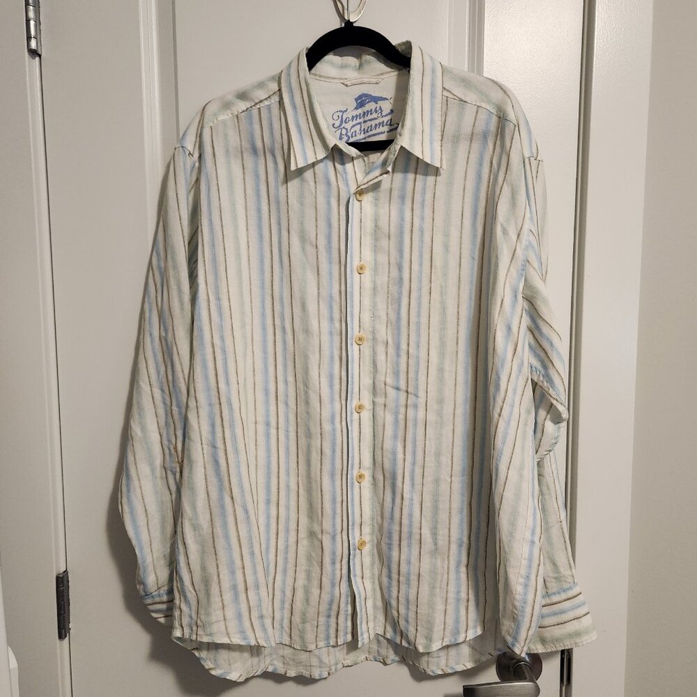 Men's Tommy Bahama 100% Linen Long Sleeve Button Down Shirt - Size L